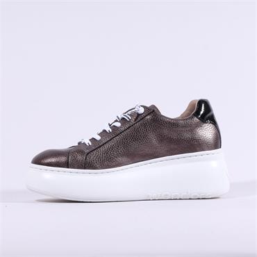 Wonders Ellen Curvy Sole Lace Trainer - Gun Metal